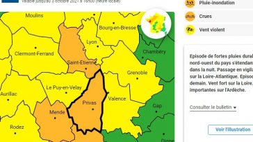Vigilance orange Pluie-inondation sur le département de l'Ardèche.