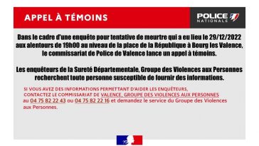 Appel à témoins après la tentative de meurtre à Bourg-lès-Valence.